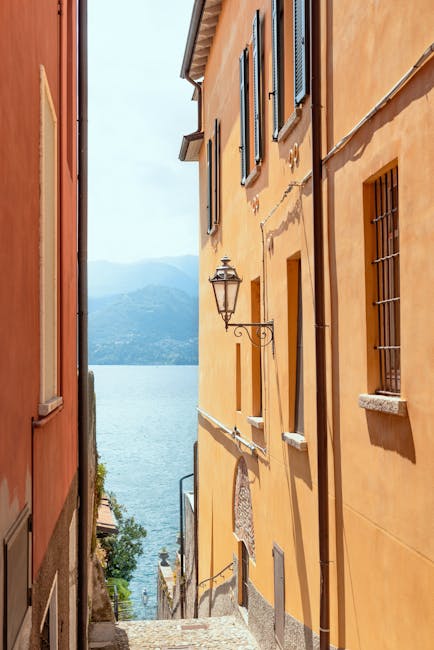 Como narrow street local bakery morning