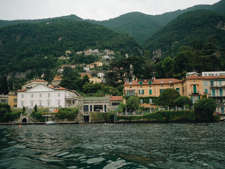 Lake Como villas aerial panoramic view