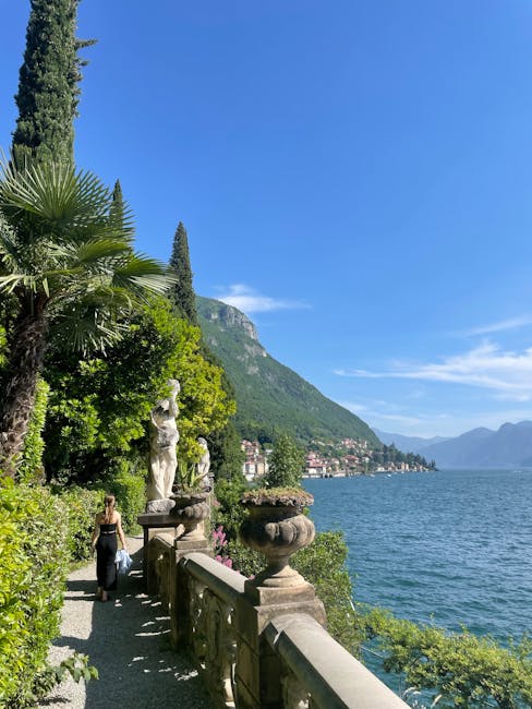 Villa Monastero gardens lake view morning